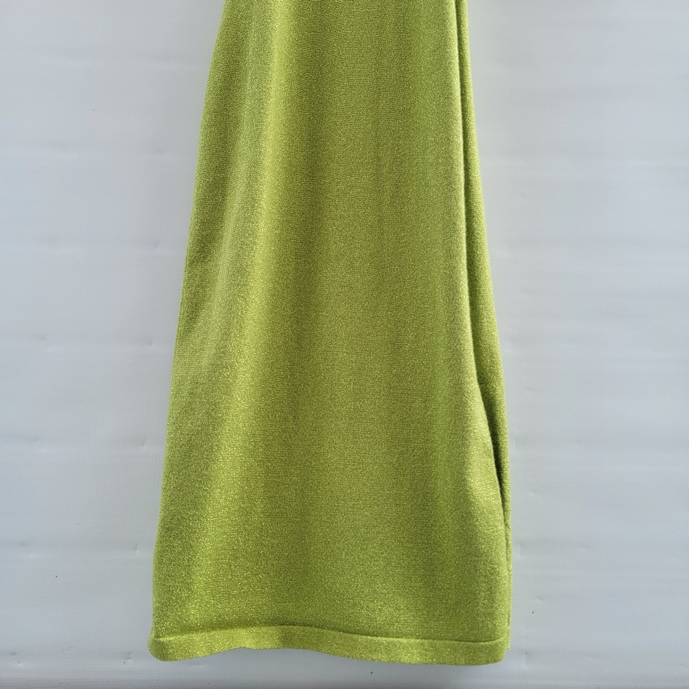Resa Knit Collection Green Sheath Midi Dress Size Small Metallic Threading Boho - Picture 14 of 16